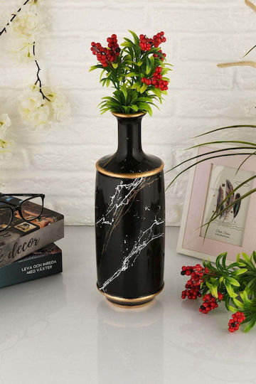 SteweHome Decorative Black Ceramic Vase
