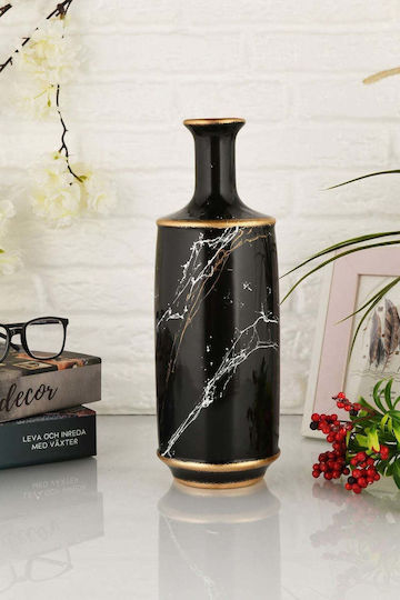 SteweHome Decorative Black Ceramic Vase