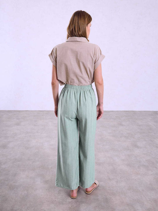 Celestino Γυναικεία Παντελόνα Ανάγλυφο Ύφασμα Loose Fit Βεραμάν Celestino Γυναικεία Παντελόνα Ανάγλυφο Ύφασμα Loose Fit Βεραμάν