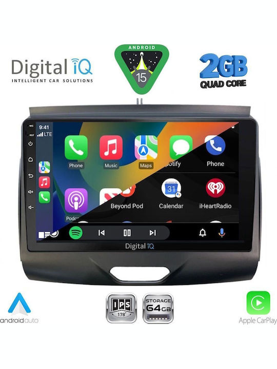 Digital IQ Car Audio System for Ford Ranger 2015-2018 (Bluetooth/USB/WiFi/GPS/Apple CarPlay/Android Auto) with 9" Touch Screen
