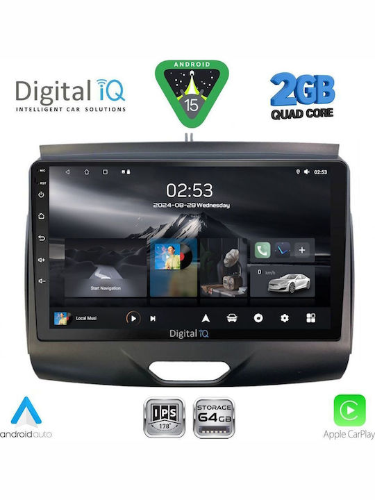 Digital IQ Car Audio System for Ford Ranger 2015-2018 (Bluetooth/USB/WiFi/GPS/Apple CarPlay/Android Auto) with 9" Touch Screen