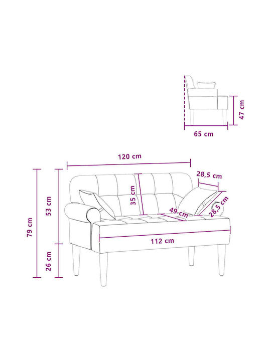 Two-Seater Couch Red 120x65x79cm