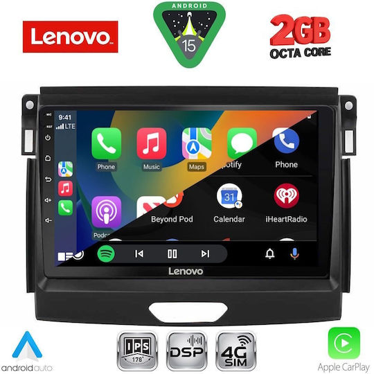 Lenovo Sistem Audio Auto pentru Ford Ranger 2015-2018 Bluetooth USB Wi-Fi GPS Apple CarPlay Android Auto cu Ecran Tactil 9"
