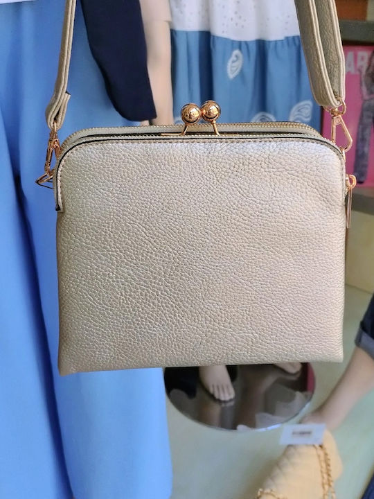 Leather Women's Shoulder Bag Gold
