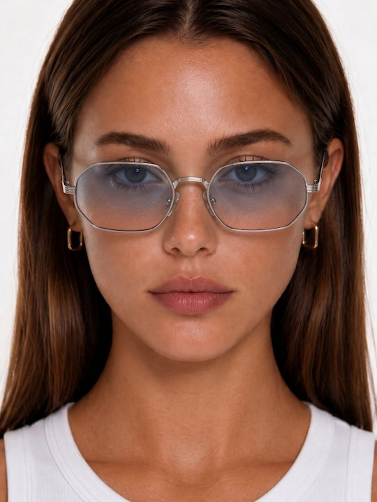 Luigi Unisex Sunglasses With Light Blue Metallic Frame 4842576