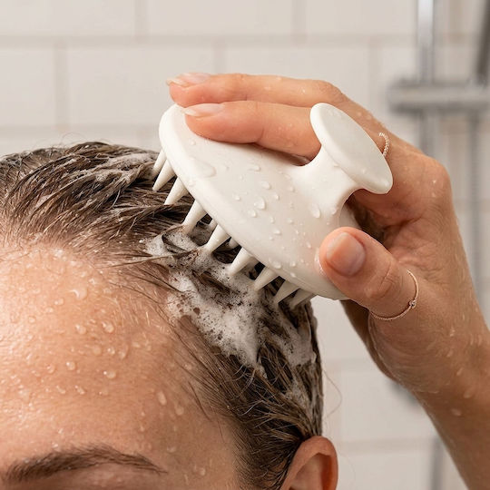 Femmit Head Scalp Massage Brush Soft Silicone Tips White