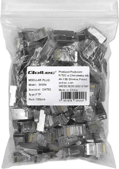 Qoltec RJ-45 Plug 100 pcs Gold 54554