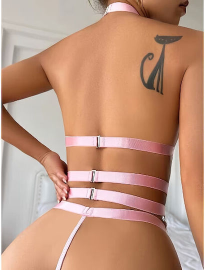Std Lace Sexy Lingerie Sets Garters Pink