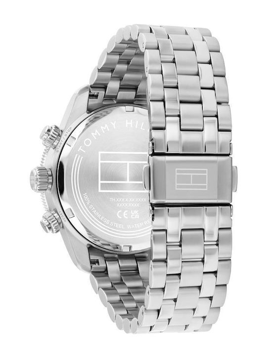 Tommy Hilfiger Men's Watch 46mm Battery Chronograph with Silver Metal Bracelet