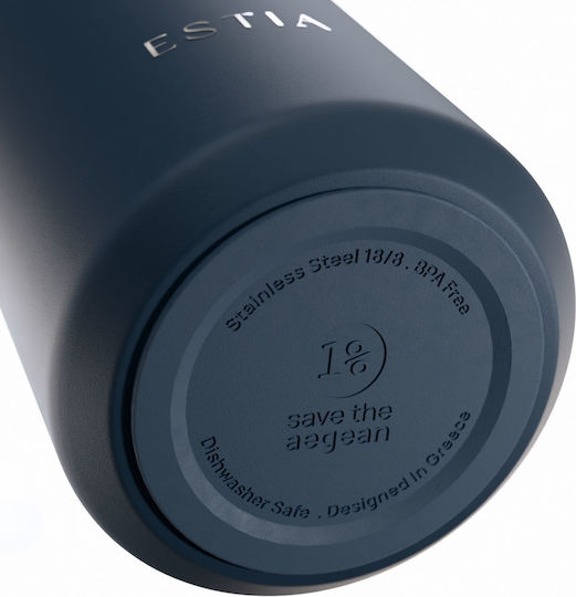 Estia Flow Save the Aegean Рециклируема Бутилка Термос Неръждаема стомана Без BPA 800 ml Indigo