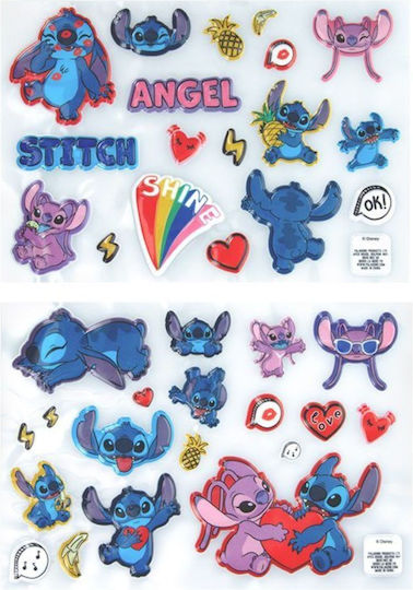 Paladone Disney Stitch Puffy Gadget Decals 3D Stickers 37 Pieces Mobile Laptop & Console PP13253LS