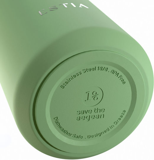 Estia Flow Save the Aegean Recyclable Thermos Bottle Stainless Steel BPA Free 500ml Pine