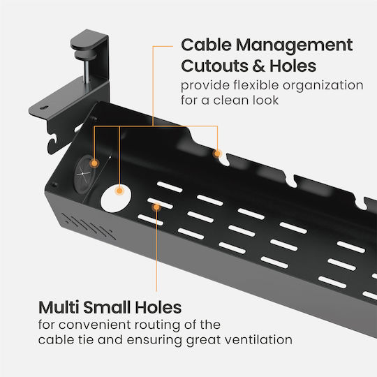 Brateck Cable Management Γραφείου Cc11-22-1 Μεταλλικό 494x167x196mm Μαύρο