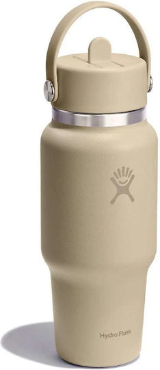 Hydro Flask Μπουκάλι Θερμός Ανοξείδωτο 710ml Flex Straw Cap Oat με Καλαμάκι