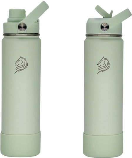 Cool'NMore Thermos Bottle Stainless Steel BPA Free 750ml Mint with Straw, Handle, Loop and Mouthpiece