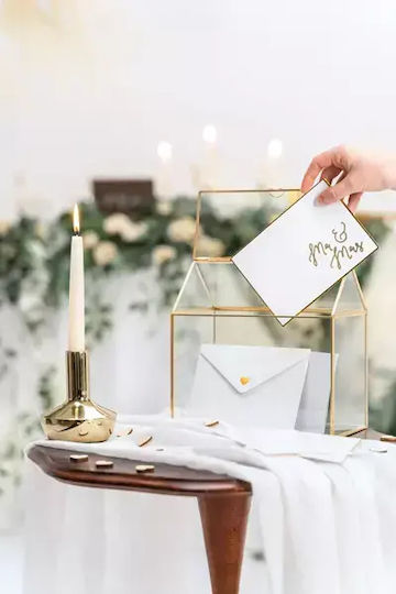 PartyDeco Кутия За Пожелания За Сватба Златиста