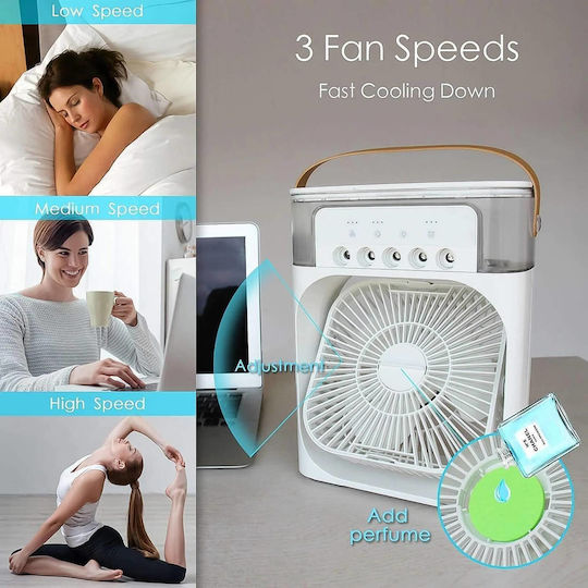 Andowl Desktop USB 5V 10W 3-Speed Mist Fan RGB Lighting Timer 200x108x258mm Black Q-Z101