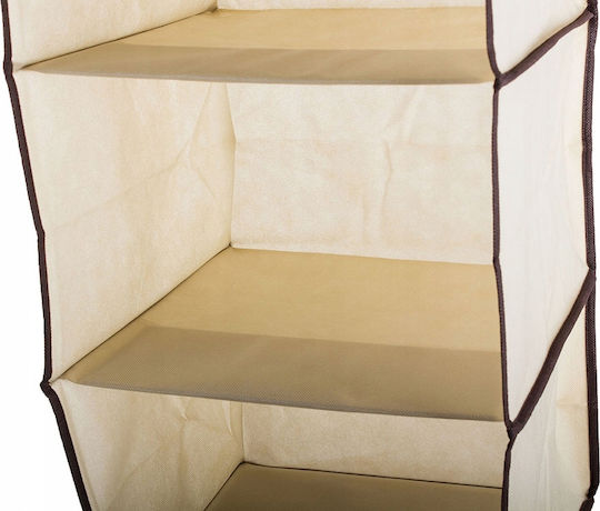Wardrobe Organizer 1023 Υφασμάτινη Κρεμαστή Ραφιέρα Ρούχων σε Μπεζ Χρώμα