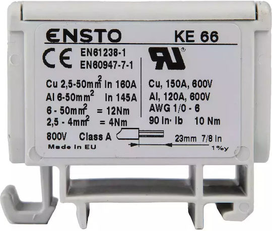 Ensto Clampopro Gray Distribution Clamp 2 Channels Al 6-50mm2 Cu 2.5-50mm2 Ke66