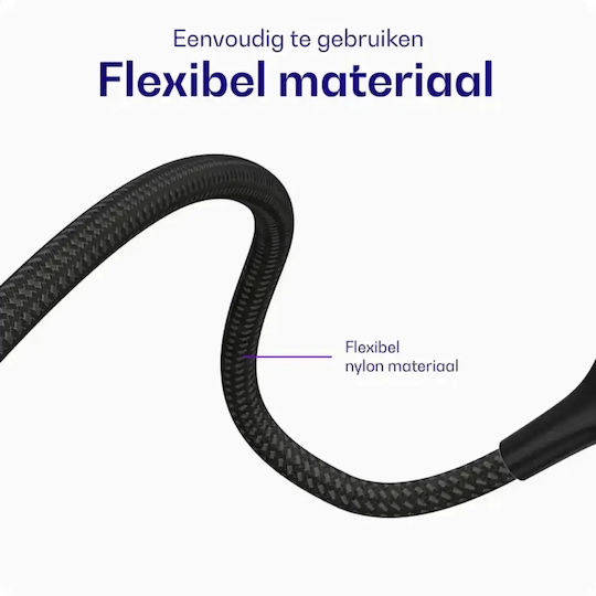 Buddi Flex Braided Cable USB-C male - USB-C 60W Μαύρο 10m