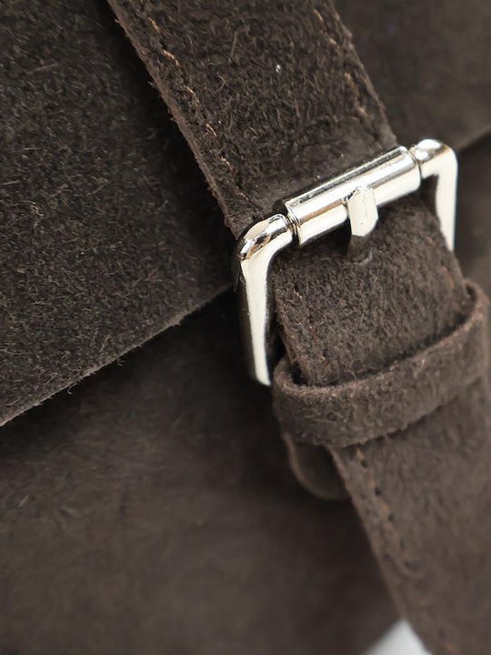 Damen-Ledertasche im Messenger-Stil Suede Chocolate Brown