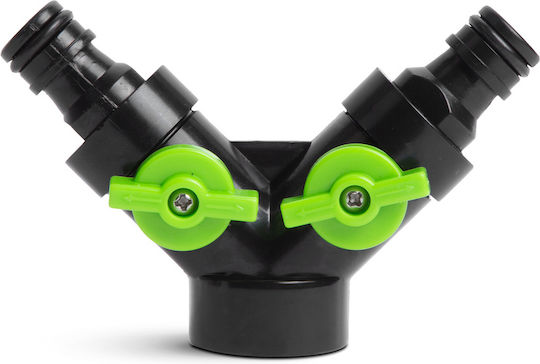 Distribuitor Furtun Y 3/4 2 Ieșiri Robinet De Grădină Cuplaj Rapid Plastic Verde Negru