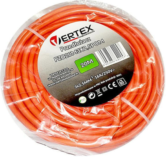 Vertex Cablu de prelungire cu role cu lungimea de 20m Diametru 3 x 2.5mm² Portocaliu