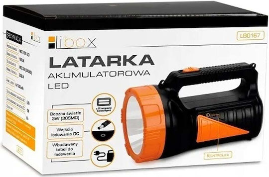 Libox Презареждащ се Ръчен Прожектор LED с Максимална Яркост 900лм Черен