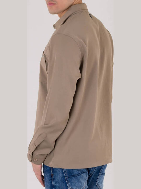 Long Sleeve Overshirt Beige