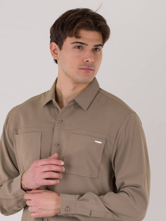 Long Sleeve Overshirt Beige