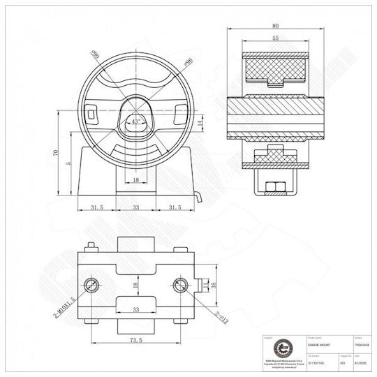 Предна опора на двигателя Dodge Journey 5171077ac