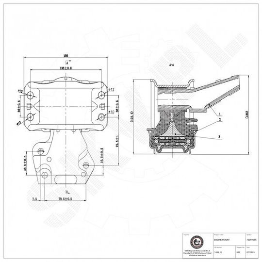 Δεξιό Άνω Στήριγμα Κινητήρα Citroën C4 I Peugeot 307 1839.j1