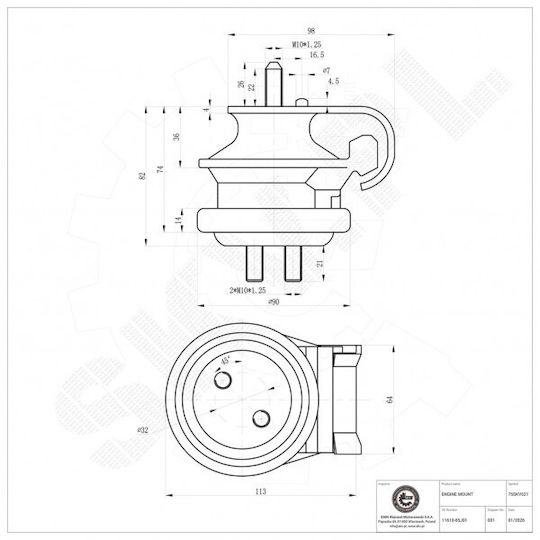 Μπροστινό Στήριγμα Κινητήρα Suzuki Grand Vitara Ii 11610-65j01