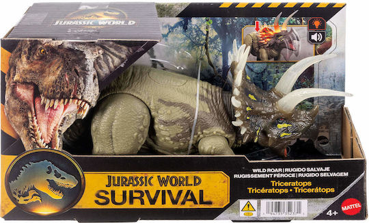Action Figure Wild Roar Triceratops Jurassic World Dinosaur with Sounds and Light for 4+ Years