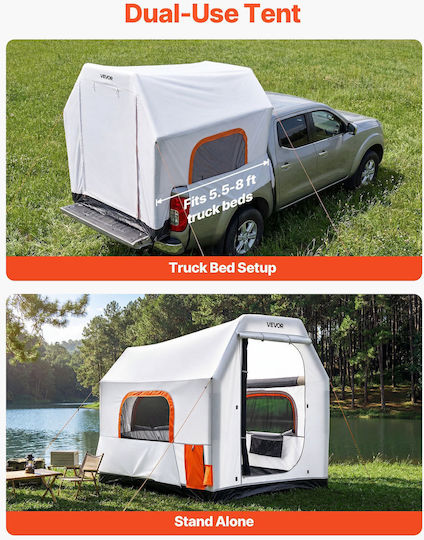 Vevor Camping Tent Tunnel Car Inflatable Storage White 3 Seasons for 3 People 220x165x183cm