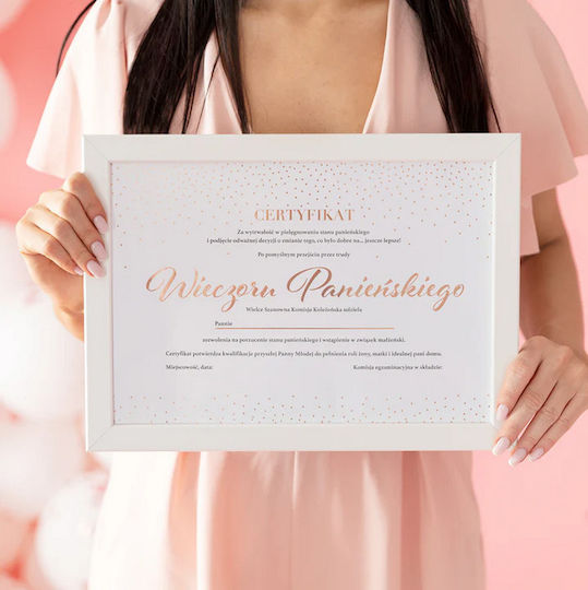 Certificat Suvenir Petrecere Burlăcițe Aur Roz