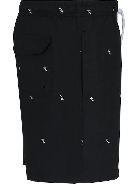 Embroidery Men's Swimwear Shorts Black / Palmtree with Patterns