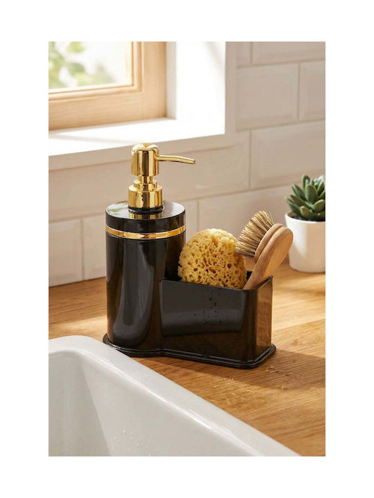 SteweHome Dispenser Κουζίνας Πλαστικό με Θήκη για Σφουγγάρι Μαύρο