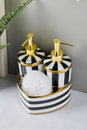 SteweHome Σετ Αξεσουάρ Μπάνιου Πορσελάνινο Γκρι 2τμχ