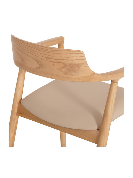 Rubberwood Dining Room Armchairs Wooden Beige 2 Pieces 58x54x78cm