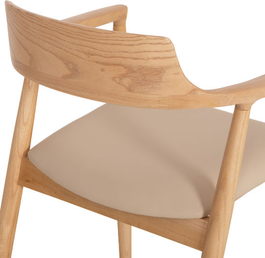 Rubberwood Πολυθρόνες Τραπεζαρίας Ξύλινες Μπεζ 2τμχ 58x54x78εκ.