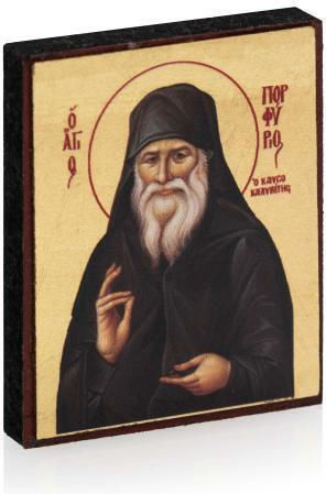 Saint Porphyrios the Kavsokalyvite Canvas Icon Gold Background 6 X 5 Cm