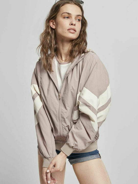 TB2664 Women's Short Lifestyle Jacket for Winter with Hood Rose/Whitesand