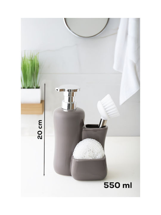 SteweHome Dispenser Κουζίνας από Πορσελάνη Γκρι 550ml