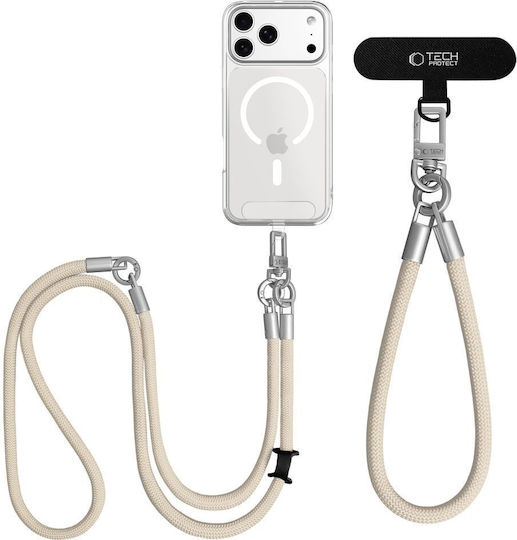 Mobile Phone Crossbody & Hand Strap Tech-Protect C10s Rope Titanium Beige