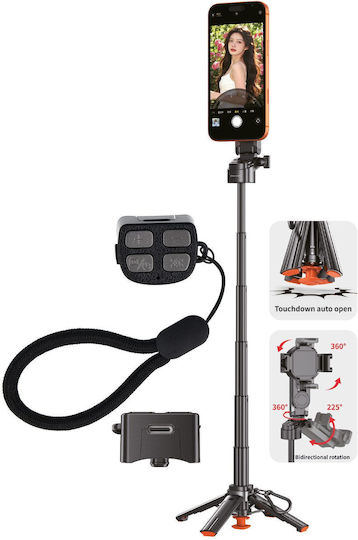 Blavec Selfie Stick Aluminium Coco Pro Mini P-01 Magsafe Auto Pop Quadripod + Remote Control + Holder 0,48 Metra Sscpmp01-mqhb048 Black