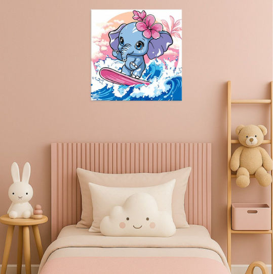Pictură Prin Numere Elefănțel Pe Val 25x25cm Ideyka Kho1259