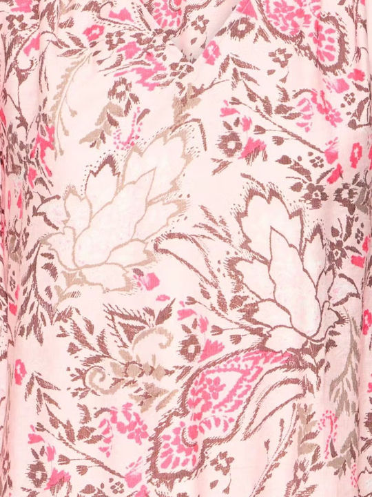 Women's Blouse with 3/4 Sleeve & V-Neck Pink