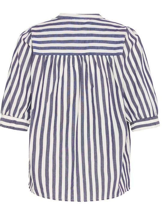 Women's Cotton Striped Navy Blue Blouse