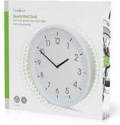 Nedis Leise Wanduhr Kunststoff Weiß Ø36cm